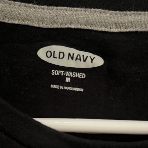 Old Navy Black Tee with White Mini Palm Print - Picture 2 of 4